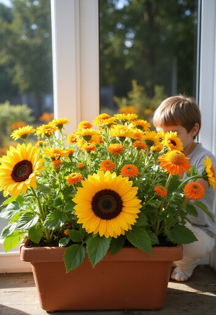 21 Seasonal Flower Boxes for Windows That Will Keep Your Home Blooming Year-Round! - 18. Family-Friendly: Kid-Approved Blooms