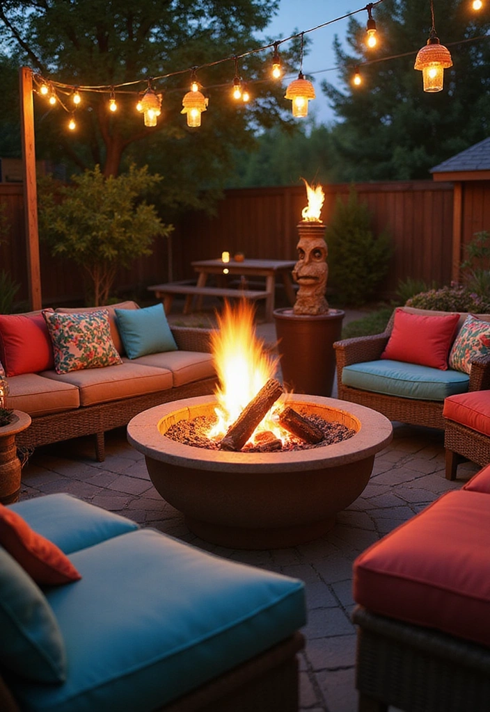 25 Eye-Catching Tropical Garden Decor Ideas That Will Wow Your Guests! - 10. Tropical-Themed Fire Pit