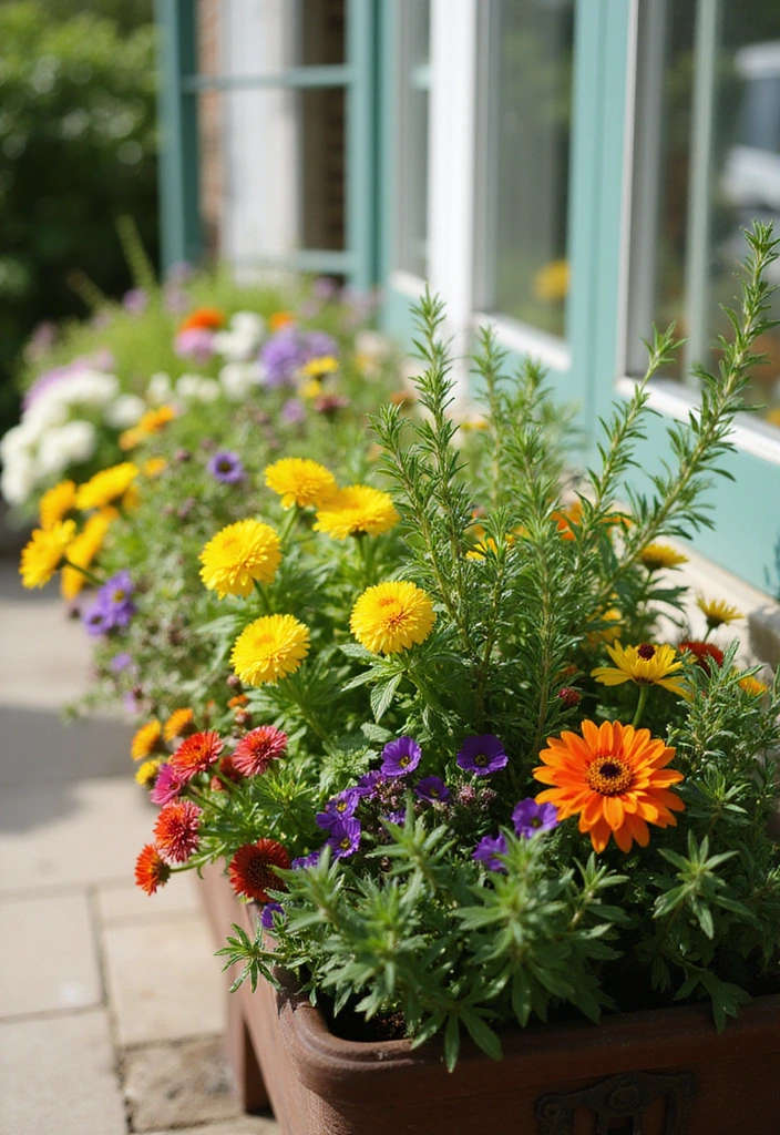 21 Seasonal Flower Boxes for Windows That Will Keep Your Home Blooming Year-Round! - 5. Year-Round Herbal Haven