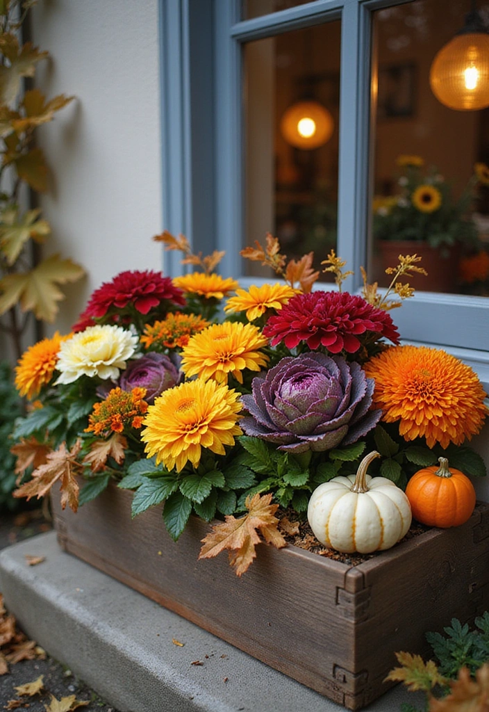 21 Seasonal Flower Boxes for Windows That Will Keep Your Home Blooming Year-Round! - 3. Autumn Elegance: Warm Hues and Cozy Vibes
