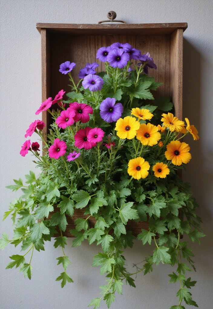 21 Seasonal Flower Boxes for Windows That Will Keep Your Home Blooming Year-Round! - 9. Vertical Garden: Space-Saving Blooms
