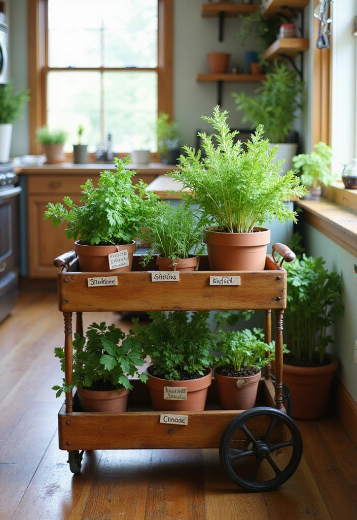 15 DIY Indoor Herb Garden Hacks That'll Transform Your Space (Wait Until You See #8!) - 10. Herb Caddy on Wheels