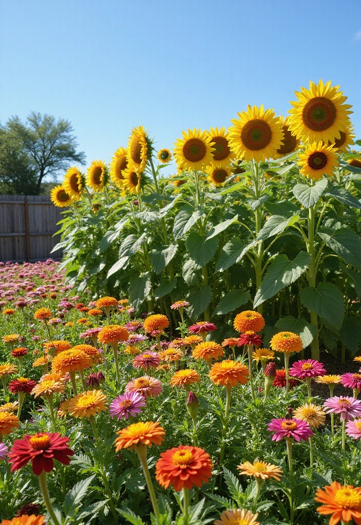 22 Seasonal Flower Garden Ideas That Ensure Year-Round Beauty in Your Yard! - 2. Summer Burst: Sunflowers and Zinnias