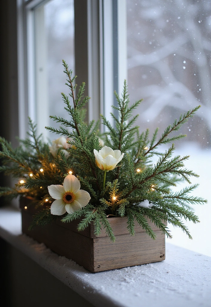 21 Seasonal Flower Boxes for Windows That Will Keep Your Home Blooming Year-Round! - 4. Winter Wonderland: Subtle and Serene