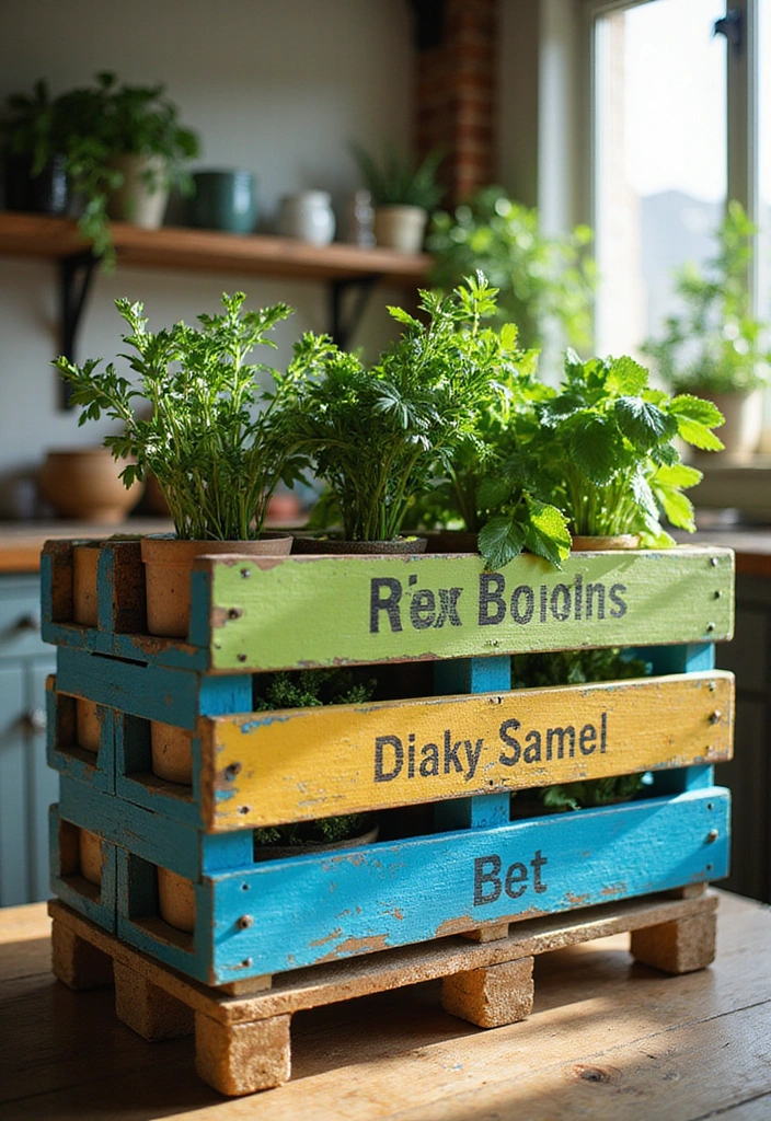 15 DIY Indoor Herb Garden Hacks That'll Transform Your Space (Wait Until You See #8!) - 8. Colorful Pallet Herb Garden