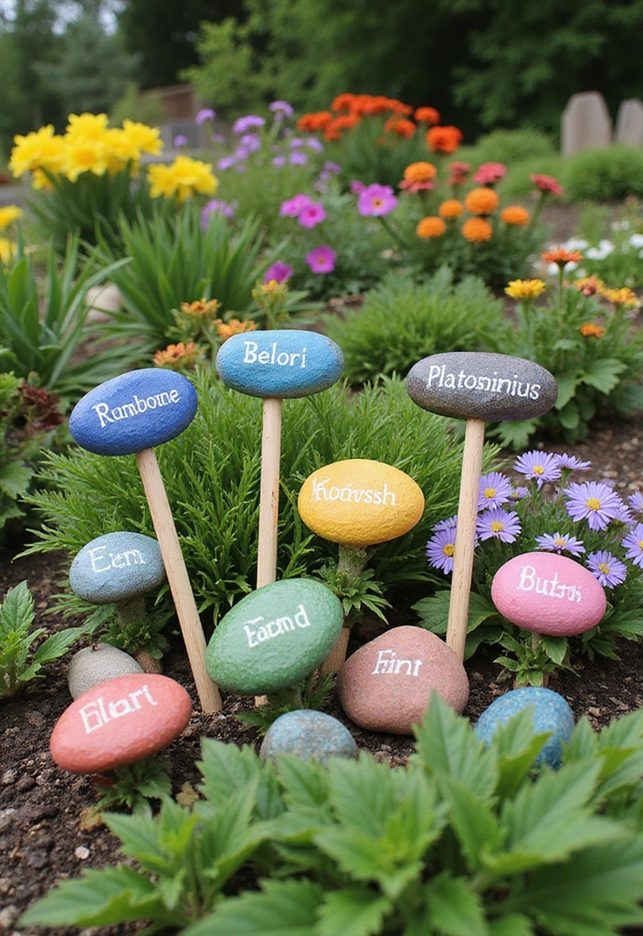 25 Eye-Catching Tropical Garden Decor Ideas That Will Wow Your Guests! - 9. Unique Garden Markers