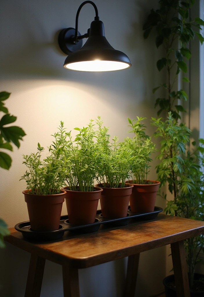 15 DIY Indoor Herb Garden Hacks That'll Transform Your Space (Wait Until You See #8!) - 6. Compact Herb Garden with Grow Lights