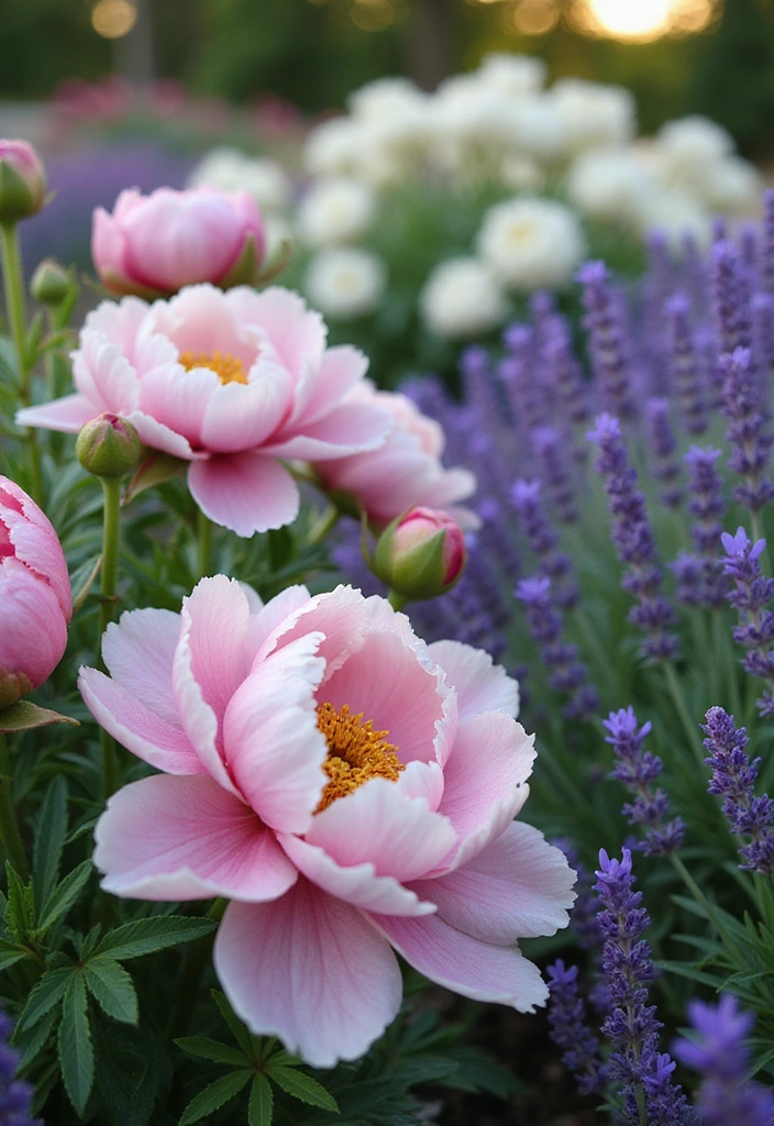 22 Seasonal Flower Garden Ideas That Ensure Year-Round Beauty in Your Yard! - 5. Perennial Paradise: Peonies and Lavender