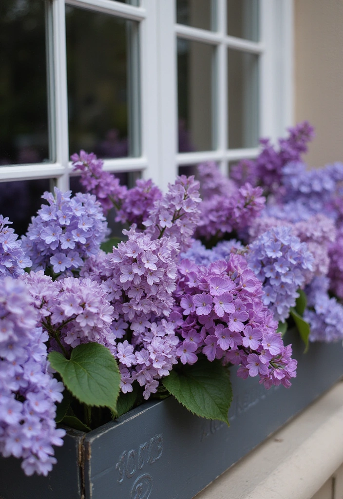 21 Seasonal Flower Boxes for Windows That Will Keep Your Home Blooming Year-Round! - 13. Monochrome Magic: One Color, Many Shades