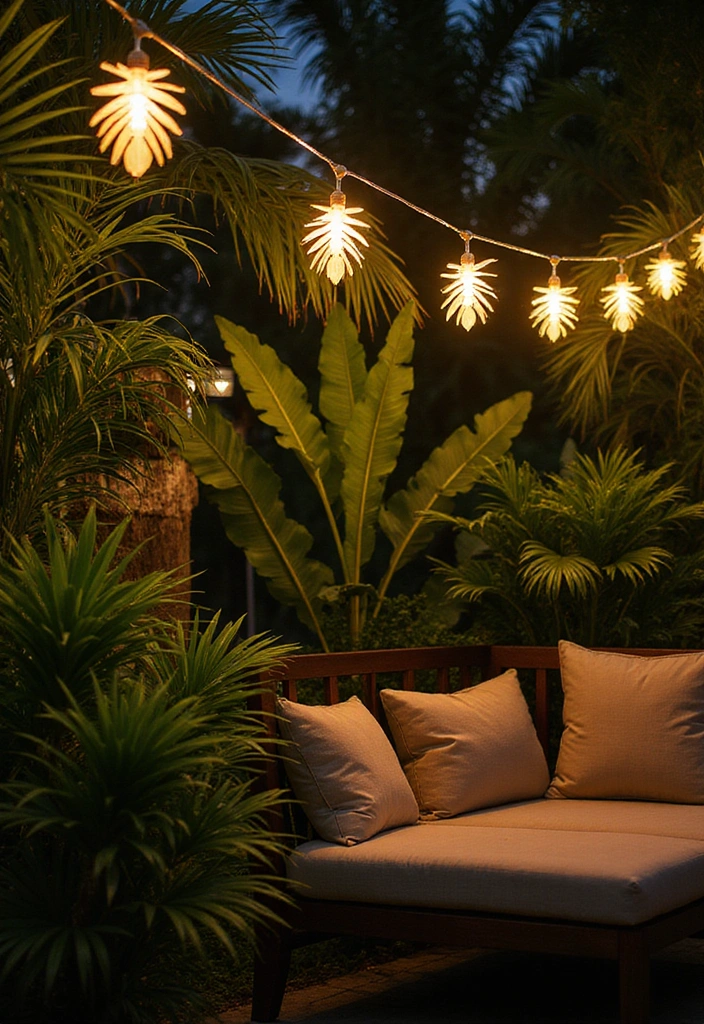 25 Eye-Catching Tropical Garden Decor Ideas That Will Wow Your Guests! - 5. Tropical-Themed Lighting