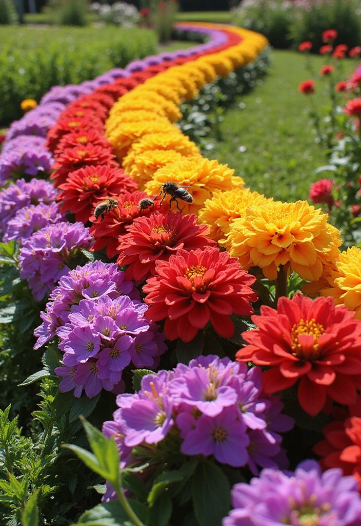 22 Colorful Landscaping Ideas That Will Make Your Flower Garden Truly Magical! - 1. Rainbow Flower Border