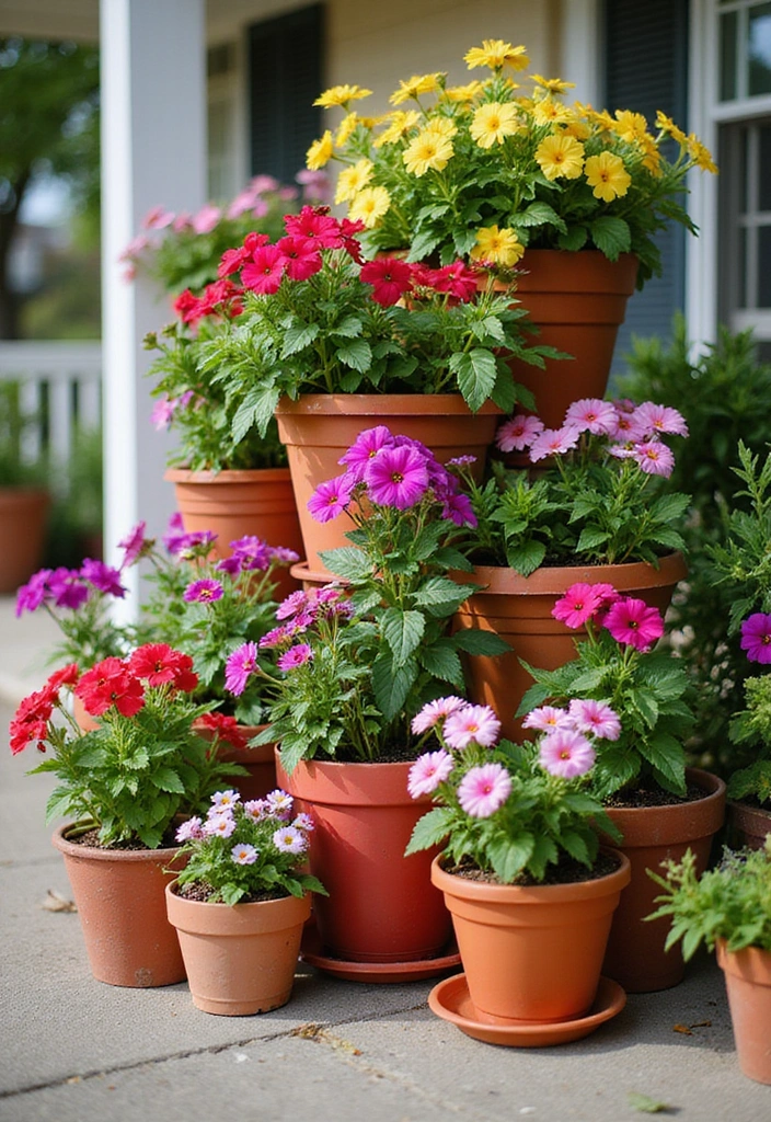 22 Colorful Landscaping Ideas That Will Make Your Flower Garden Truly Magical! - 8. Colorful Container Gardens