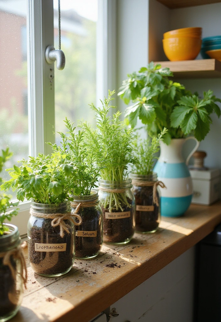 15 DIY Indoor Herb Garden Hacks That'll Transform Your Space (Wait Until You See #8!) - 2. Mason Jar Herb Garden