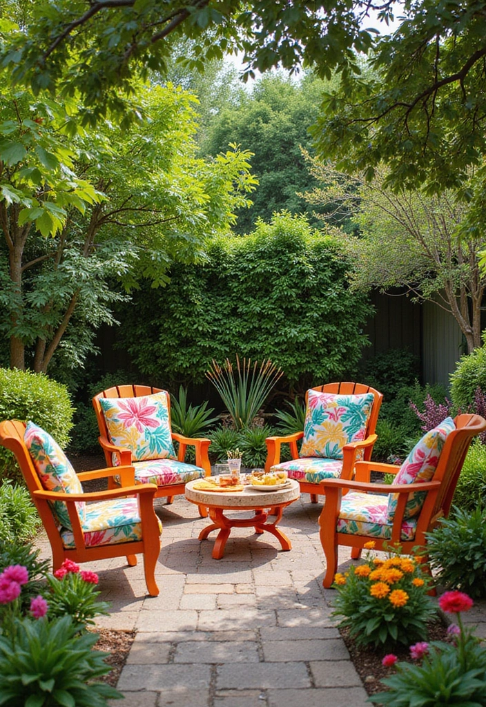 25 Eye-Catching Tropical Garden Decor Ideas That Will Wow Your Guests! - 8. Vibrant Garden Furniture