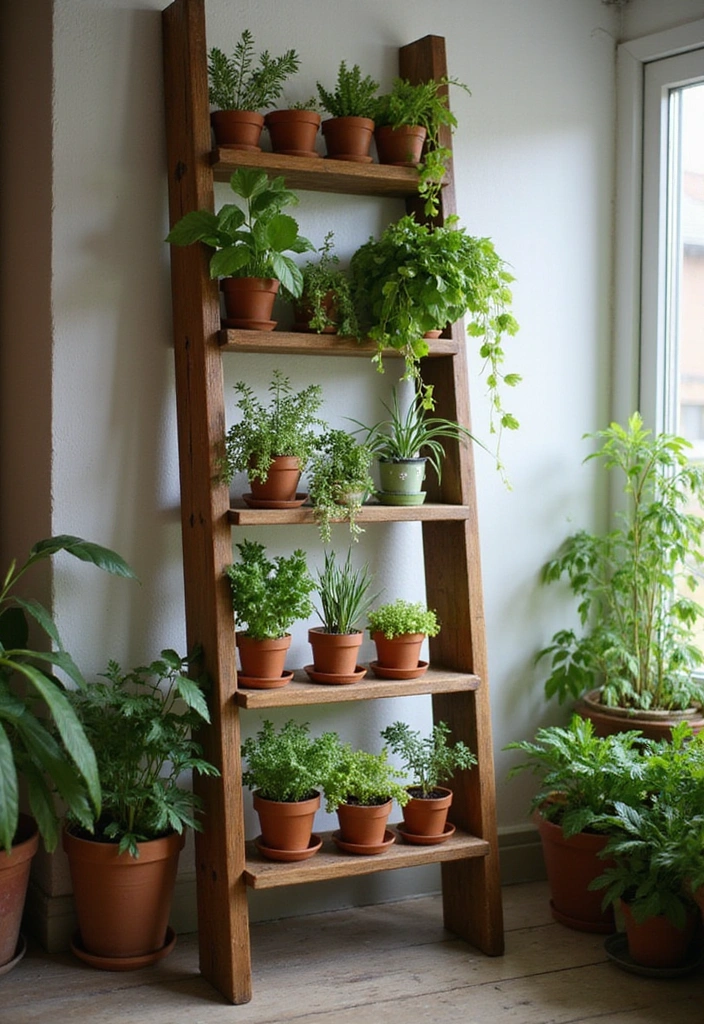 15 DIY Indoor Herb Garden Hacks That'll Transform Your Space (Wait Until You See #8!) - 7. Herb Ladder Garden
