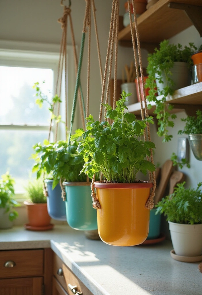 15 DIY Indoor Herb Garden Hacks That'll Transform Your Space (Wait Until You See #8!) - 4. Hanging Herb Garden