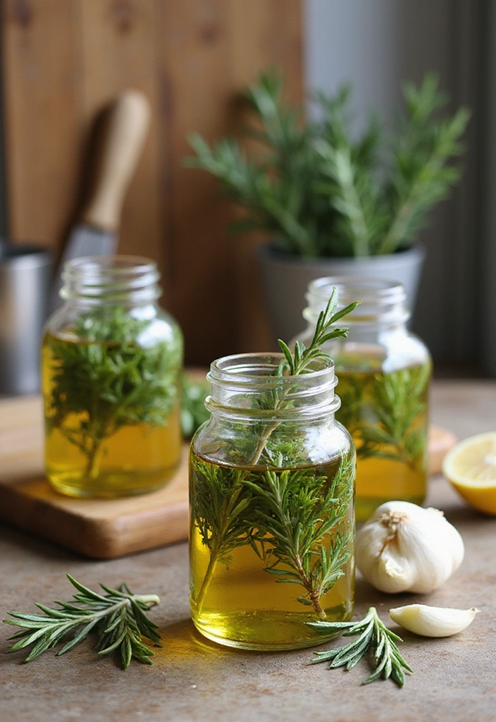 15 DIY Indoor Herb Garden Hacks That'll Transform Your Space (Wait Until You See #8!) - 14. Herb Infused Oil Station