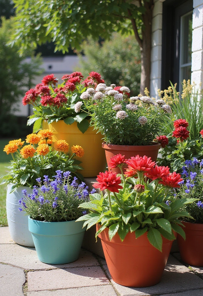 22 Seasonal Flower Garden Ideas That Ensure Year-Round Beauty in Your Yard! - 18. Container Gardening: Colorful Displays