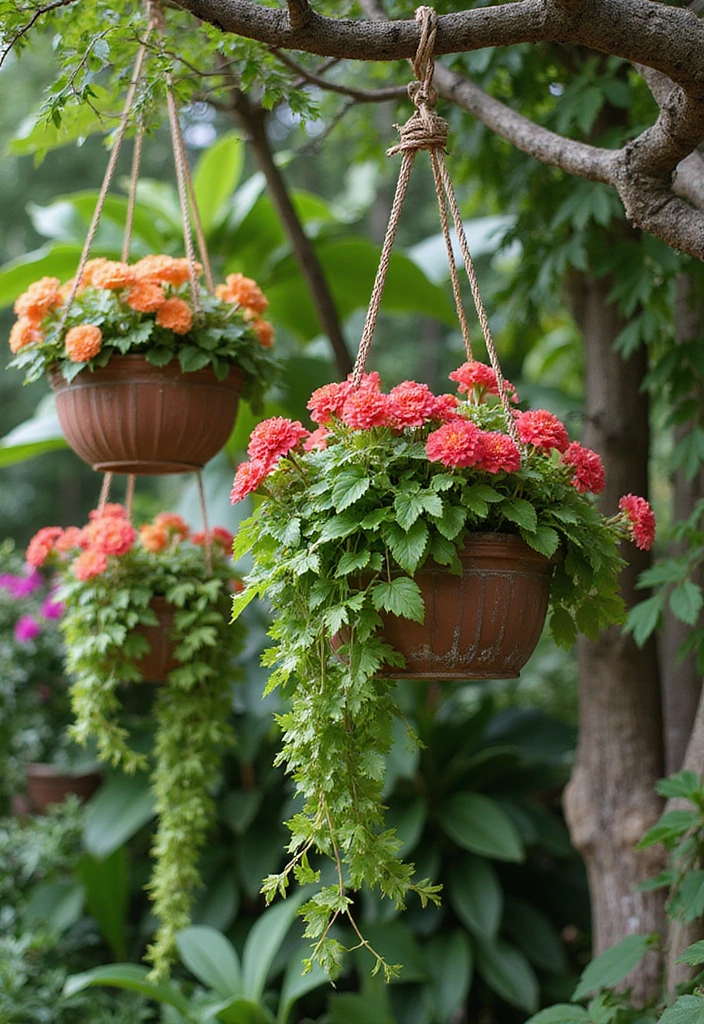 25 Eye-Catching Tropical Garden Decor Ideas That Will Wow Your Guests! - 4. Hanging Planters